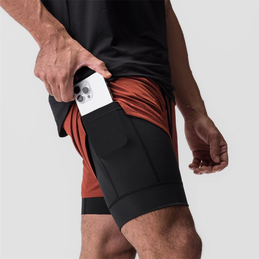 2 In 1 Men Running Shorts 2023 Gym Shorts Sport Man 2 In 1 Double-Deck Quick Dry Fitness Pants Bėgiojimo kelnės Sportinės sportinės kelnės Nuotrauka 1
