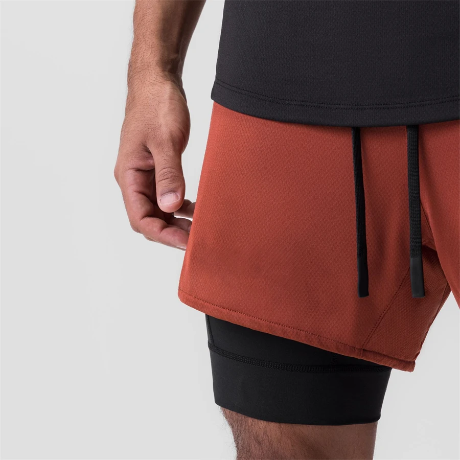 2 In 1 Men Running Shorts 2023 Gym Shorts Sport Man 2 In 1 Double-Deck Quick Dry Fitness Pants Bėgiojimo kelnės Sportinės sportinės kelnės Nuotrauka 2