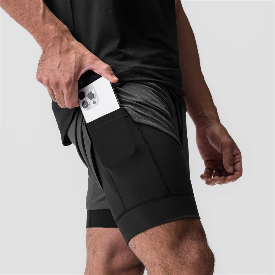 2 In 1 Men Running Shorts 2023 Gym Shorts Sport Man 2 In 1 Double-Deck Quick Dry Fitness Pants Bėgiojimo kelnės Sportinės sportinės kelnės Nuotrauka 4