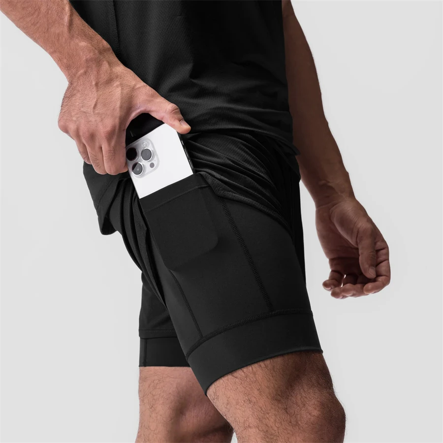 2 In 1 Men Running Shorts 2023 Gym Shorts Sport Man 2 In 1 Double-Deck Quick Dry Fitness Pants Bėgiojimo kelnės Sportinės sportinės kelnės Nuotrauka 5