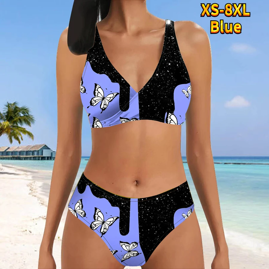 2023 Aukštas juosmuo Naujos moterys Retro maudymosi kostiumėlis Moteriškas naujo dizaino spausdinimas Bikinio maudymosi kostiumėliai Vasaros dviejų dalių vonios kostiumas Nuotrauka 3