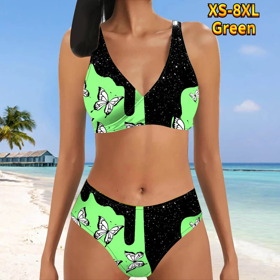 2023 Aukštas juosmuo Naujos moterys Retro maudymosi kostiumėlis Moteriškas naujo dizaino spausdinimas Bikinio maudymosi kostiumėliai Vasaros dviejų dalių vonios kostiumas Nuotrauka 4