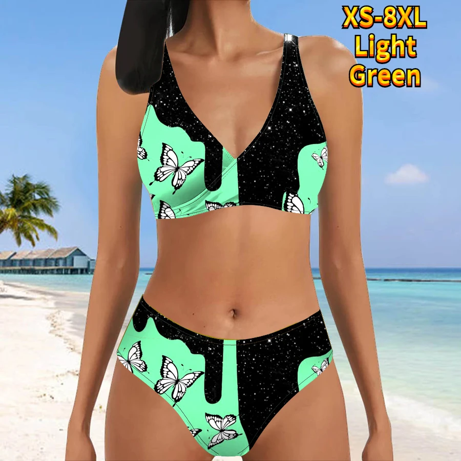 2023 Aukštas juosmuo Naujos moterys Retro maudymosi kostiumėlis Moteriškas naujo dizaino spausdinimas Bikinio maudymosi kostiumėliai Vasaros dviejų dalių vonios kostiumas Nuotrauka 5