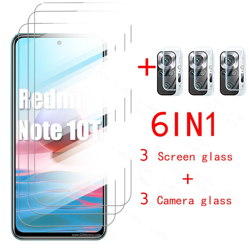 6 in 1 grūdintas stiklas skirtas Xiaomi Redmi Note 10T Pro Note 10S 10 5G ekrano apsaugos fotoaparato objektyvo plėvelė, skirta Redmi Note 10 Pro stiklui Nuotrauka 1