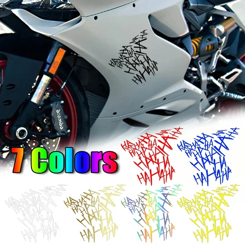 7 spalvos HAHAHA motociklų lipdukai Creative Funny Motocross šalmas vandeniui atsparūs dekoro lipdukai Moto buferio degalų bako lipdukas 1vnt Nuotrauka 0