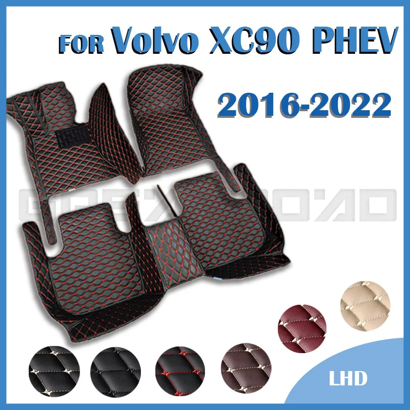 Automobiliniai grindų kilimėliai Volvo XC90 PHEV 2016 2017 2018 2019 2020 2021 2022 Custom Auto Foot Pads Kilimų dangtelio interjero aksesuarai Nuotrauka 0
