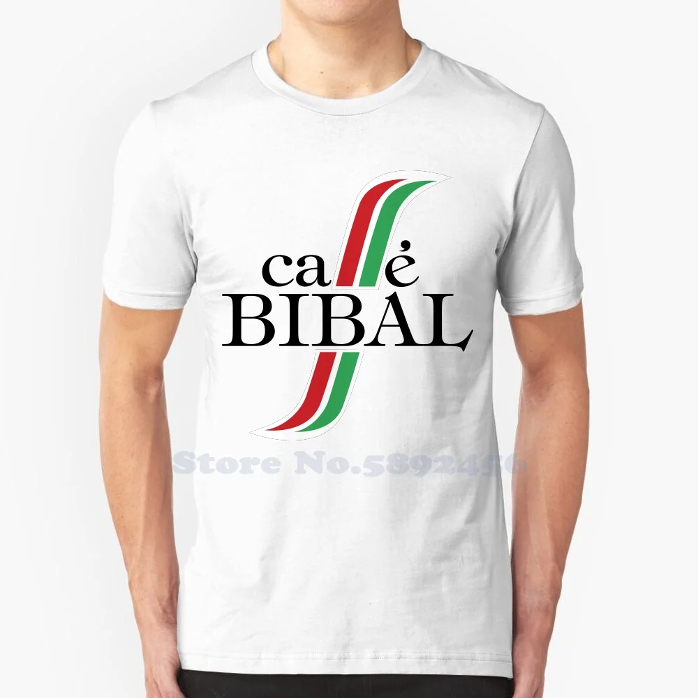 Bibal Cafe logotipas Aukštos kokybės marškinėliai Madingi marškinėliai Naujas 100% medvilninis trikotažas Nuotrauka 0