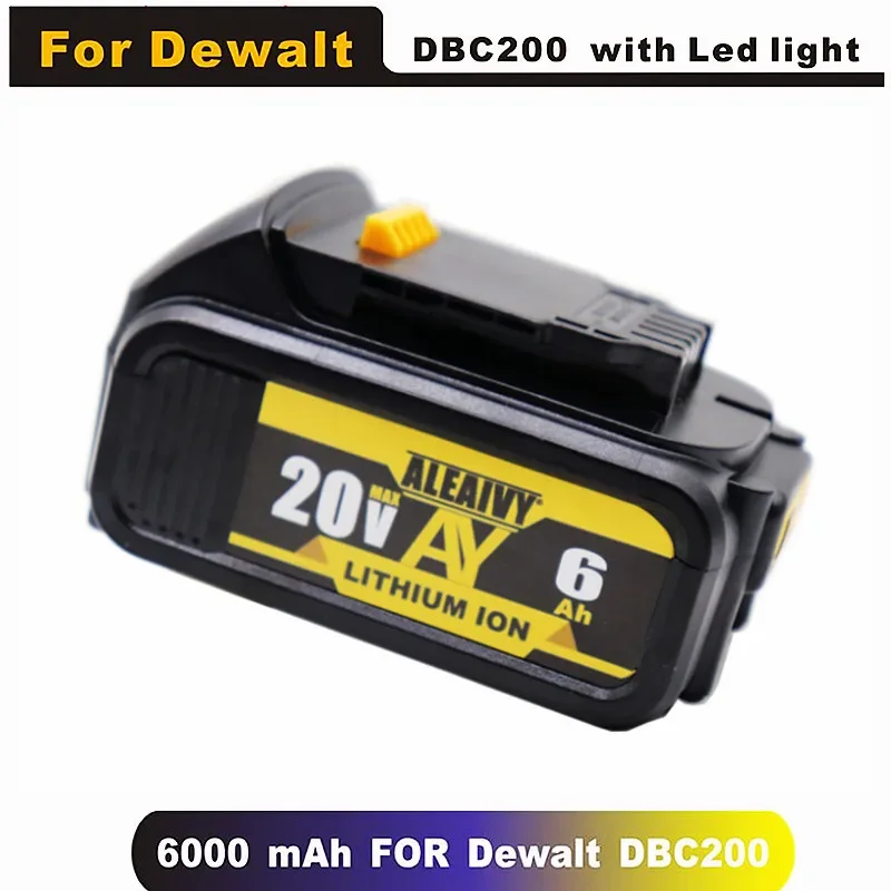 DCB200 6.0Ah pakaitinė ličio baterija DeWalt 18V 20V DCB205 DCB206 DCB203 DCB200 5.0Ah 6.0Ah elektrinio įrankio ličio jonų baterijos Nuotrauka 1