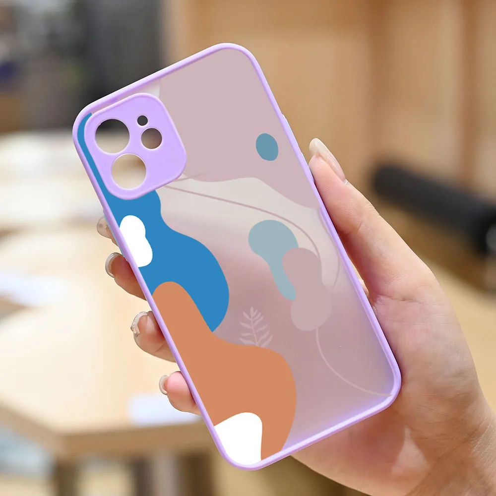 INS Art Abstract Telefono dėklas, skirtas Apple iPhone 11 12 13 Pro Max 12 mini X XS XR 6s 7 8 Plus SE 2020 spalvingi matiniai silikoniniai dangteliai Nuotrauka 3