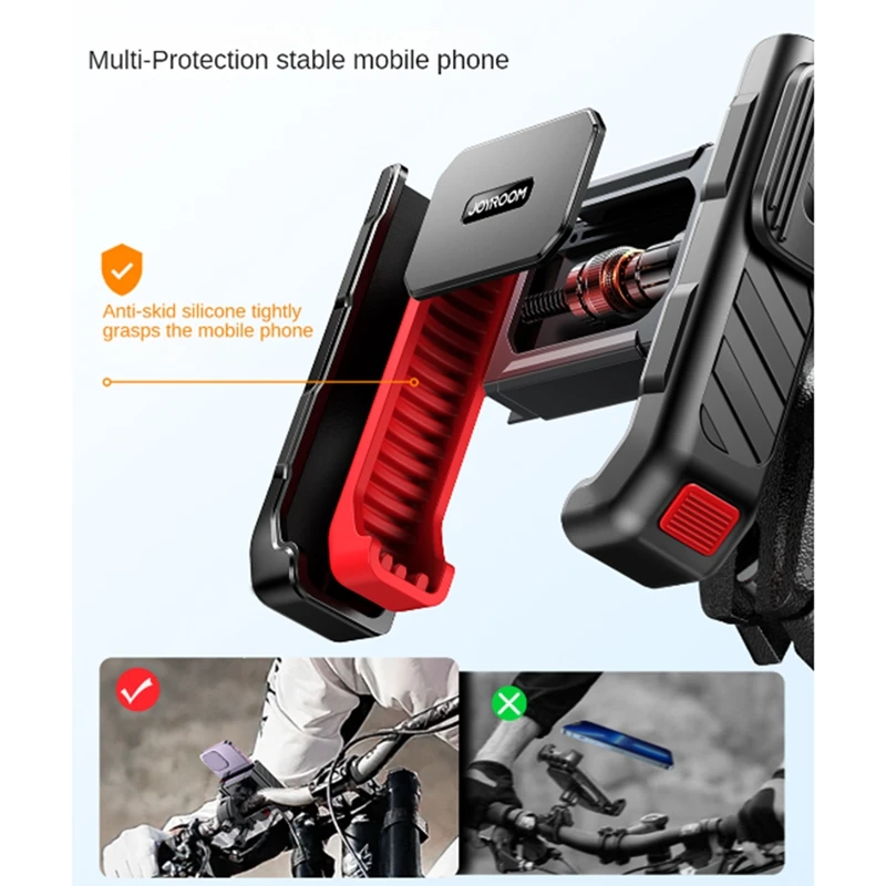 Joyroom dviračio telefono laikiklis Universalus vienos rankos valdymas Dviračio motociklo telefono laikiklio dalys 4.7-7In mobiliojo telefono smūgiams Nuotrauka 2