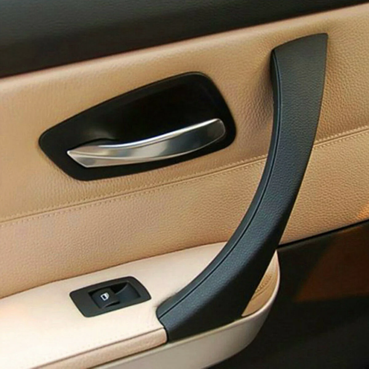 Juoda -BMW E90 E91 3-serijos sedanui 2006-2012 Kairė vidinių durų panelės rankena Išorinis apdailos dangtelis 51419150335 Nuotrauka 5