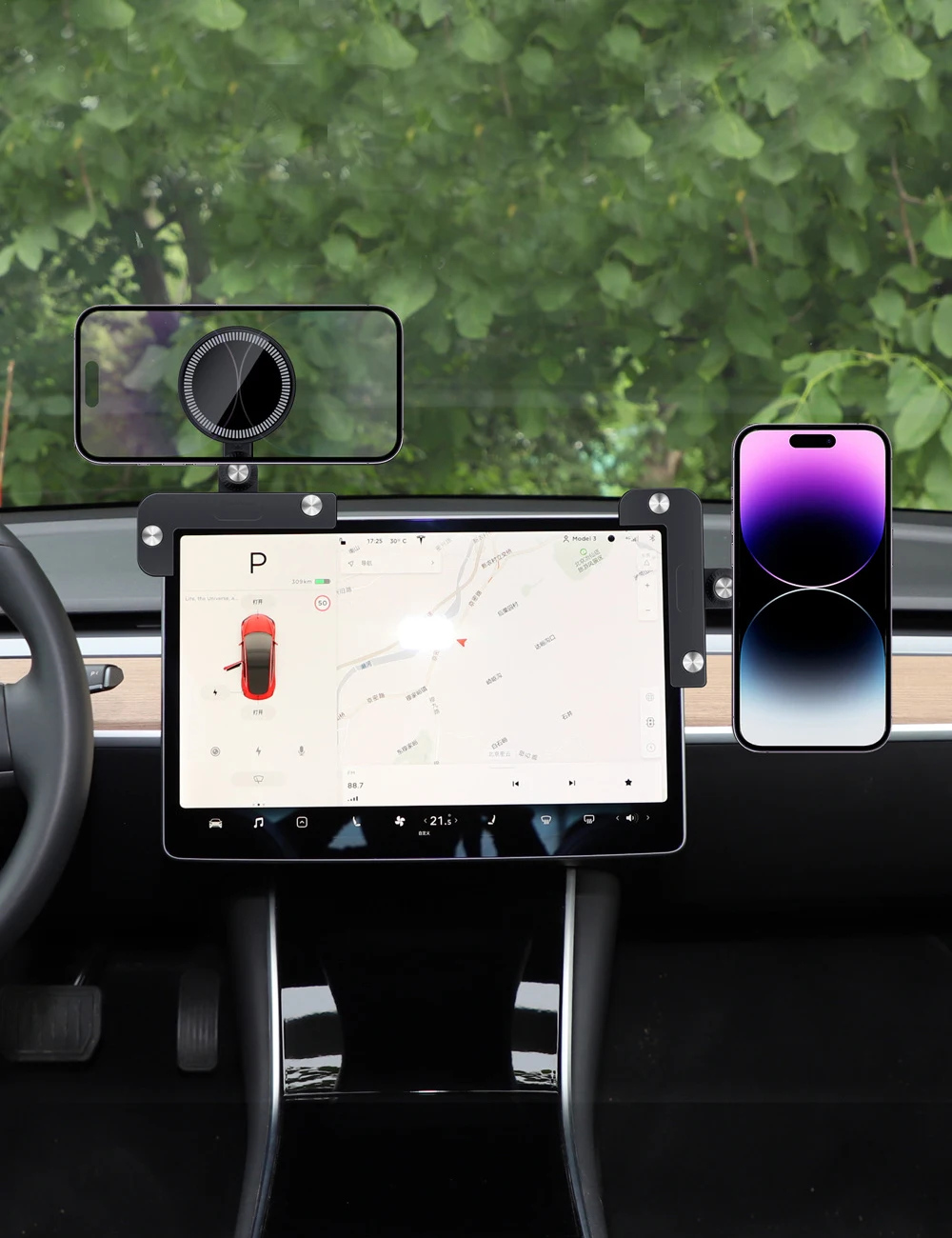 Magnetinis automobilinis telefono laikiklis Tesla Model 3 X Y S Center Control Display Screen Side Mount for iPhone Magsafe Samsung Xiaomi Nuotrauka 4