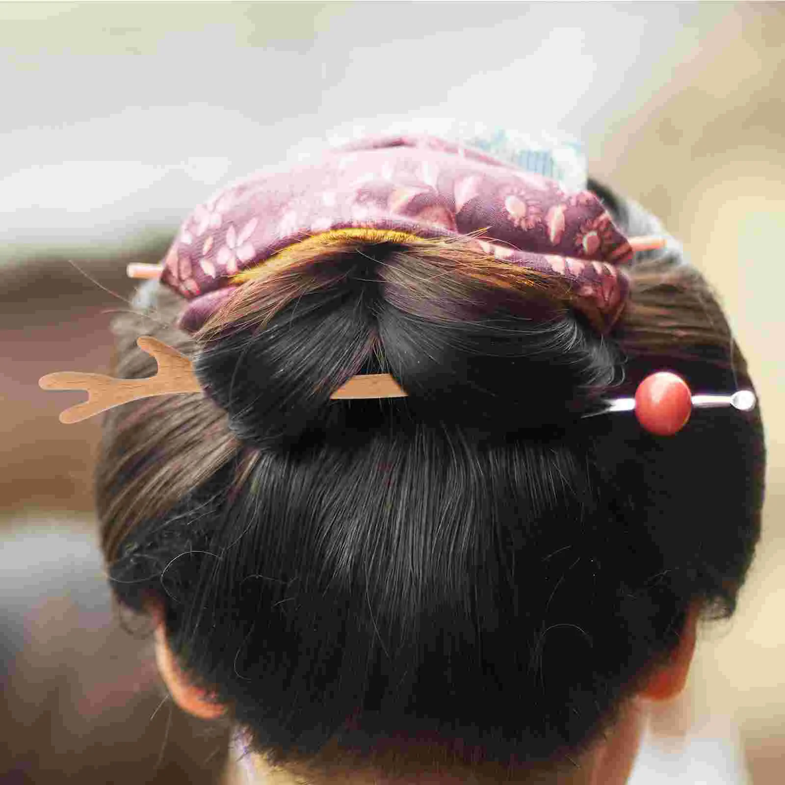 Persikų medienos plaukų segtukas Retro klasikinio etninio stiliaus galvos apdangalai Graviruoti priedai (ragai) Džiovintuvo įrankiai Nuotrauka 4