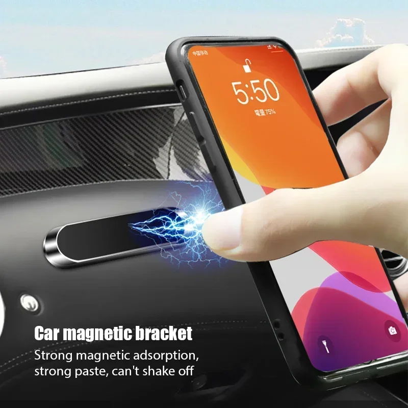 Stiprus magnetinis automobilio telefono laikiklis prietaisų skydelis Mini juostelės formos stovas iPhone Samsung Xiaomi metalinis magnetas GPS automobilinis laikiklis sienai Nuotrauka 1