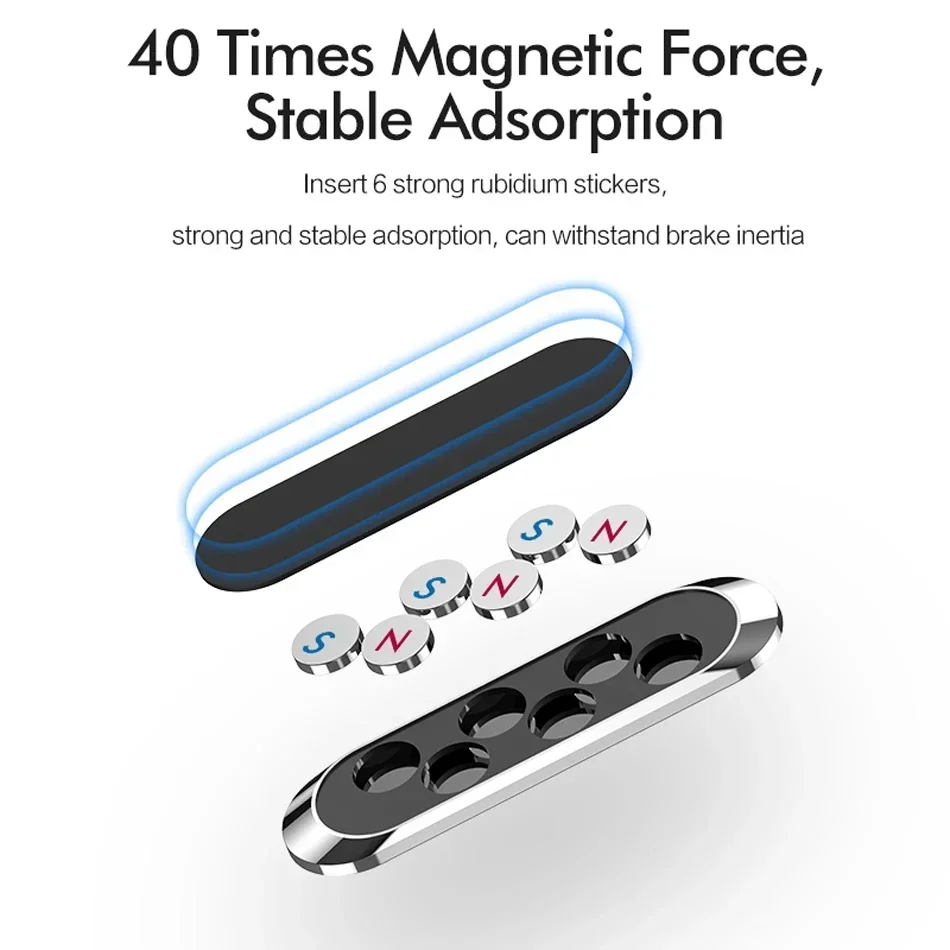 Stiprus magnetinis automobilio telefono laikiklis prietaisų skydelis Mini juostelės formos stovas iPhone Samsung Xiaomi metalinis magnetas GPS automobilinis laikiklis sienai Nuotrauka 2