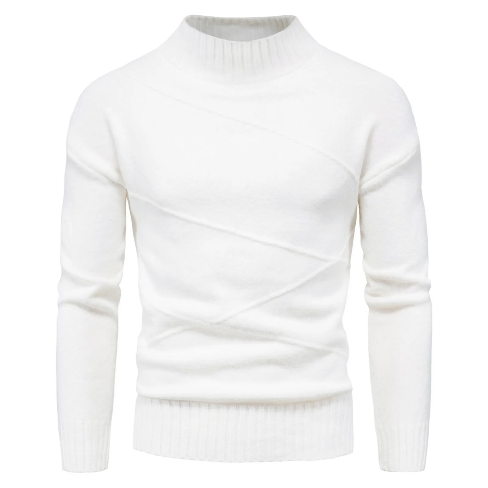 Winter Turtleneck White Sweater Casual Men's Rollneck Mock Neck Megztas minkštas megztinis Keep Warm Men Jumper Megztukas Šiltas megztinis Nuotrauka 0