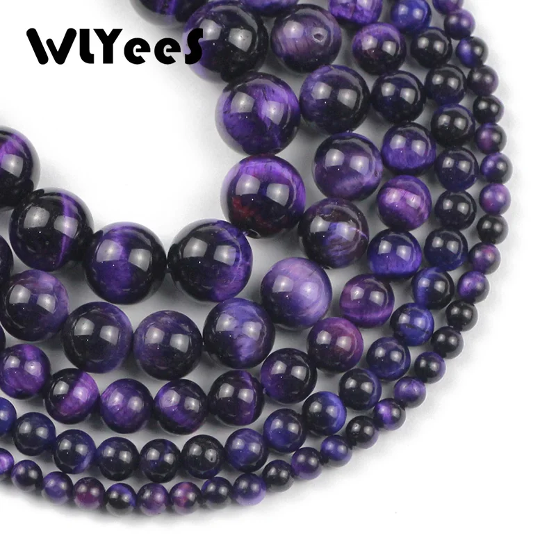 WLYeeS Natural Stone Purple Tiger Eye Round Beads 4 6 8 10 12MM Ball Loose Beads for DIY apyrankei Vėrinys papuošalų gamybai 15 Nuotrauka 0