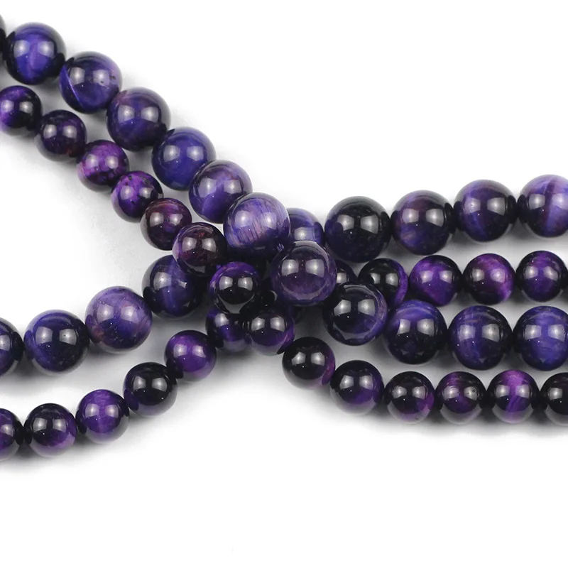 WLYeeS Natural Stone Purple Tiger Eye Round Beads 4 6 8 10 12MM Ball Loose Beads for DIY apyrankei Vėrinys papuošalų gamybai 15 Nuotrauka 3