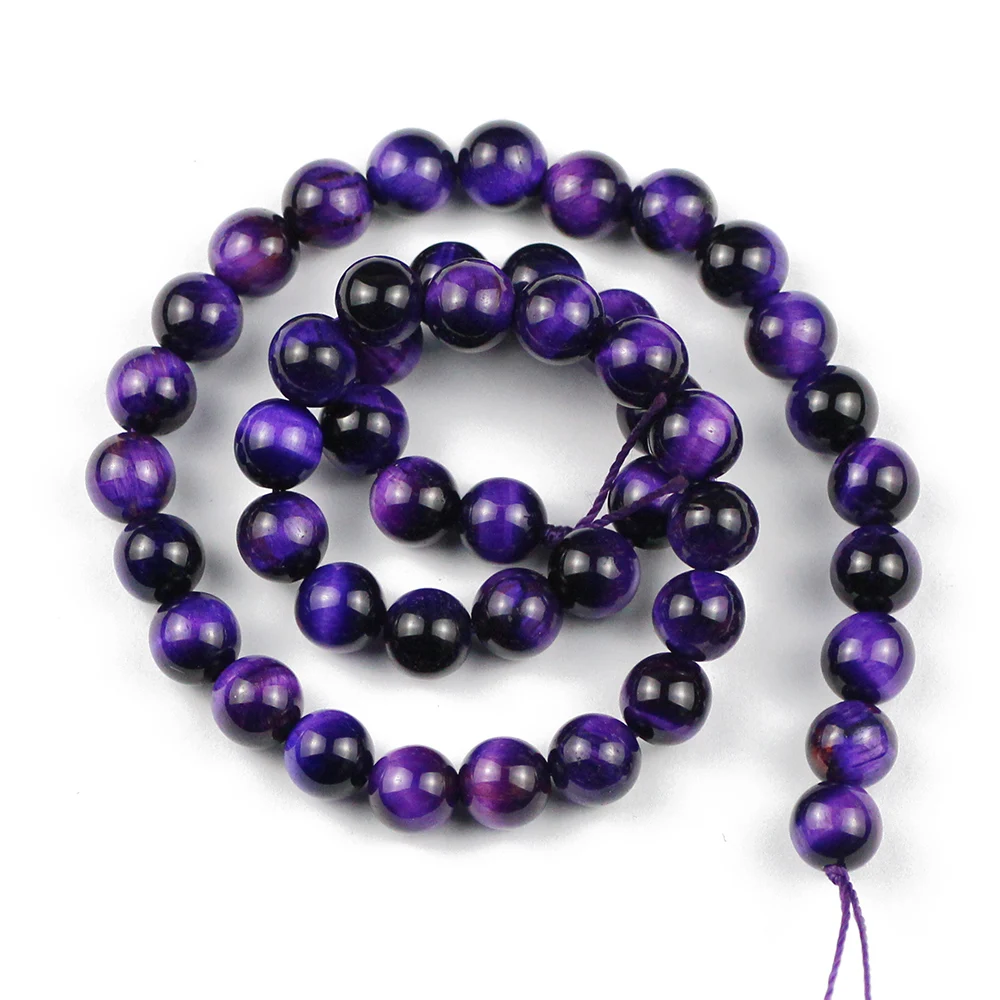 WLYeeS Natural Stone Purple Tiger Eye Round Beads 4 6 8 10 12MM Ball Loose Beads for DIY apyrankei Vėrinys papuošalų gamybai 15 Nuotrauka 4